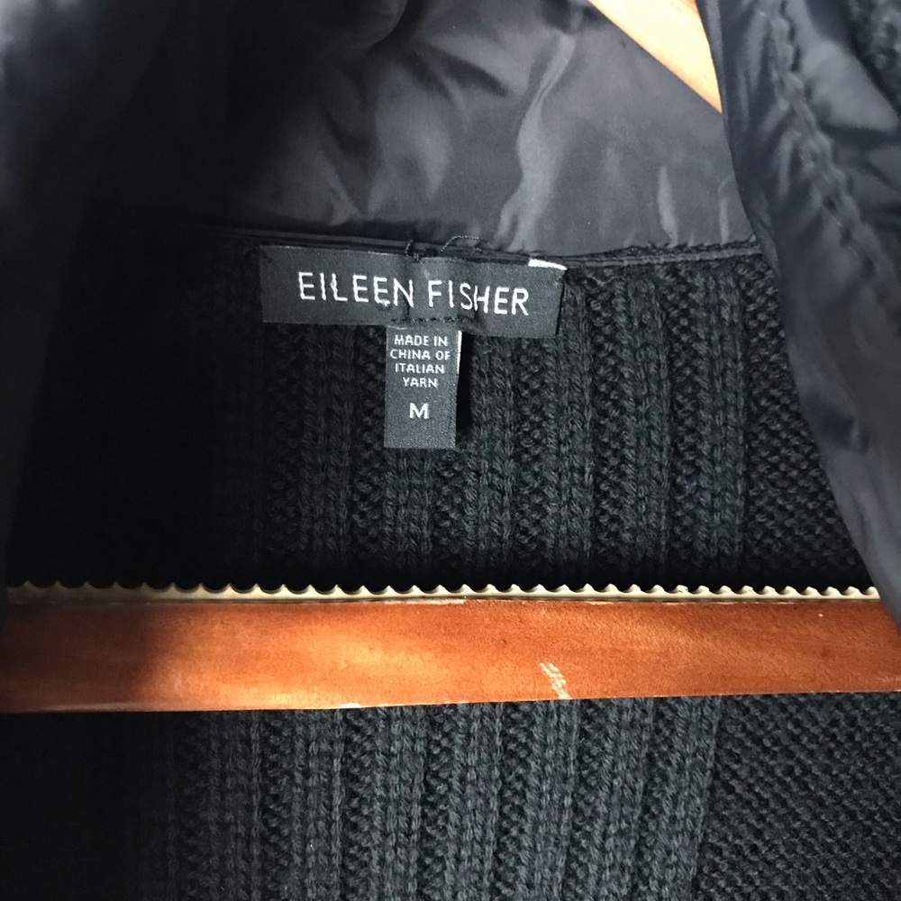 Eileen Fisher High Collar Wool Sweater Jacket - Picture 6 of 8